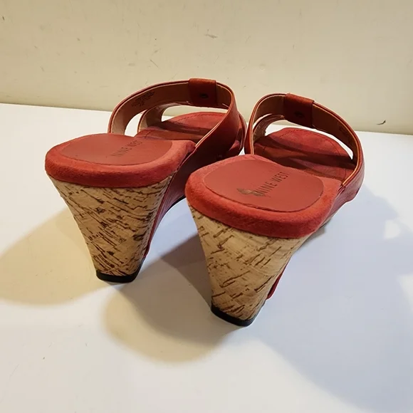 Nine West Coral Leather Wedge Sandals Size 8 - Picture 9 of 11